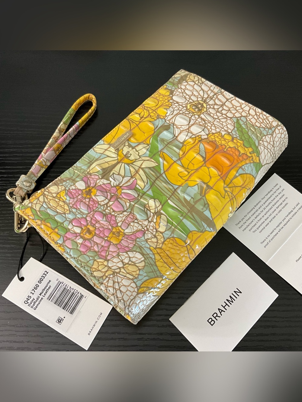 Brahmin Daisy DAFFODIL MELBOURNE Leather Wristlet NWT